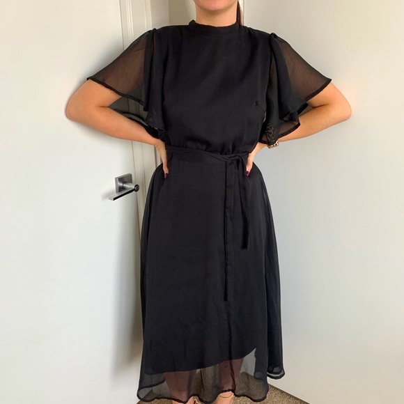 Women’s Black Sheer Mid Dress - Picture 5 of 6